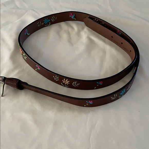 Floral Embroidered Brown Belt - Picture 1 of 4